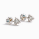 Silver Trillion Green Amethyst Earrings