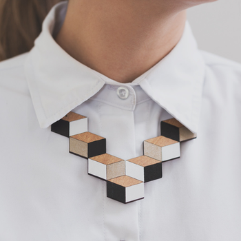 Cube Necklace Black and White