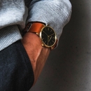 Saturn Gold Watch Brown Leather Strap  