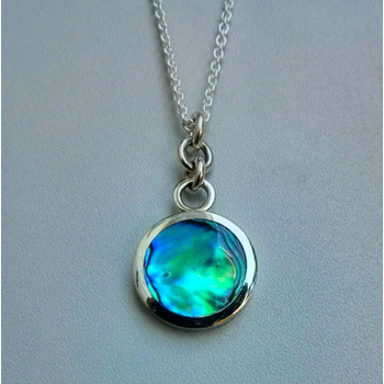 Small Paua Disc Pendant Rings Top