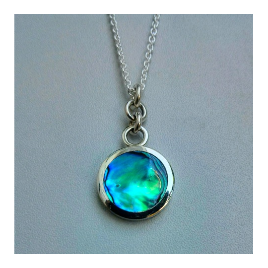 Small Paua Disc Pendant Rings Top