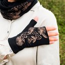 Merino Mitts Short Koru Pohutukawa Black