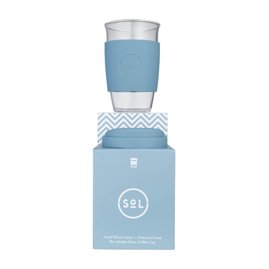 Sol Cup 16oz Blown Glass Blue Stone