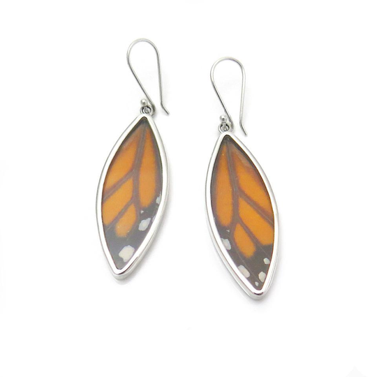 Monarch Leaf Earrings Silver