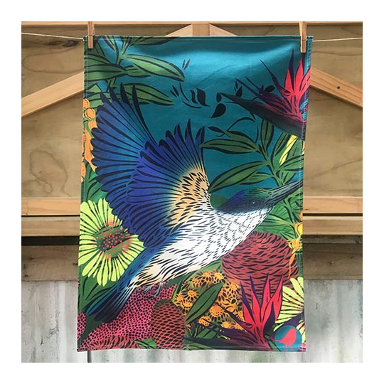 Flox Kingfisher/Kotare Tea Towel 