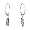 Feather Hoop Earrings Silver