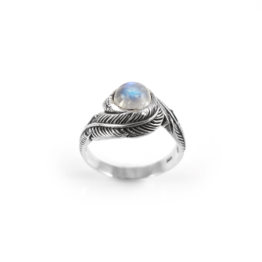 Twin Feather Ring Moonstone