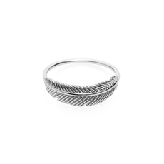 Miromiro Feather Ring Silver Size M-jewellery-The Vault