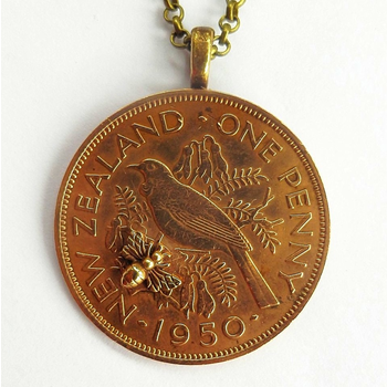 One Penny Pendant w Bronze Bee