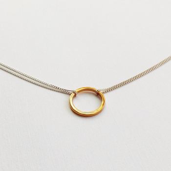 Chained Loop Necklace Gold Plate Plain