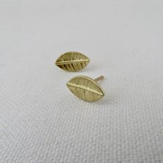 Tiny Leaf Studs Gold Plate  -jewellery-The Vault