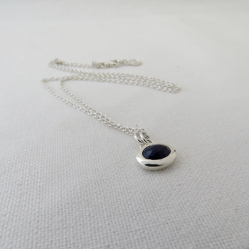 Sapphire Pebble Silver Necklace