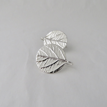 Leaf Disk Earrings Silver