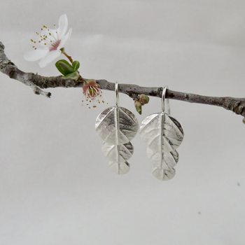 3 Leaf Disc Drop Earrings Silver