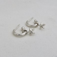 Star Charm Hoops Silver-jewellery-The Vault
