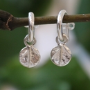 Leaf Dot Charm Hoops Silver