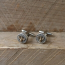 Bullet Head Cufflinks w Bronze Bee