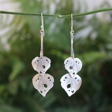 Kawakawa Dble Dangle Earrings w Silver-jewellery-The Vault