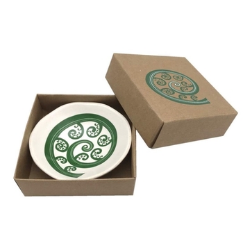Green Fern Frond on White Bowl 7cm-artists-and-brands-The Vault