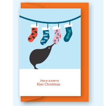 Kiwi Stockings Single Greeting Card 