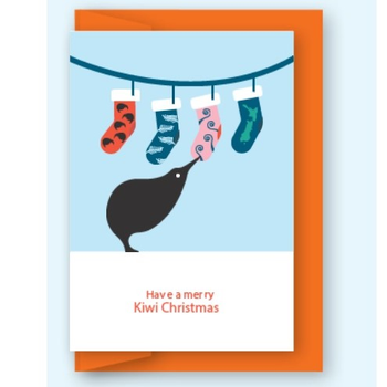 Kiwi Stockings Single Greeting Card 