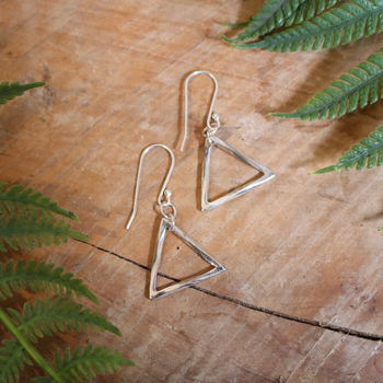 Mobius Triangle Earrings Silver