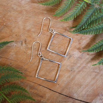 Mobius Square Earrings Silver