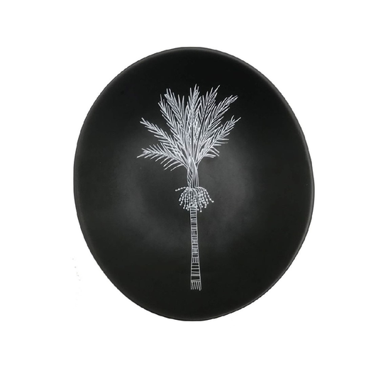 White Nikau on Dark Grey Bowl 10cm