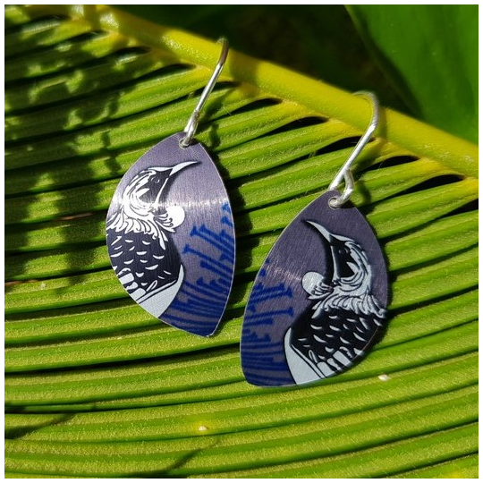 Alum Native Tui Hook Earrings Charcoal 