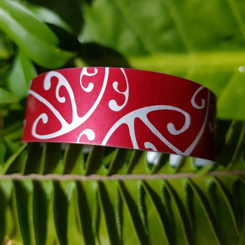 Alum Cuff Narrow Koru Poh Ruby