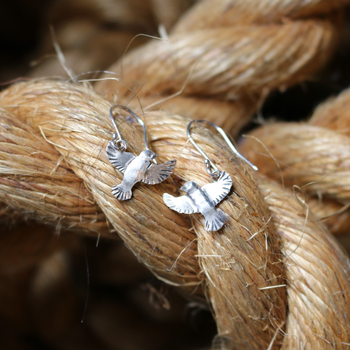 Grey Warbler Earrings Silver