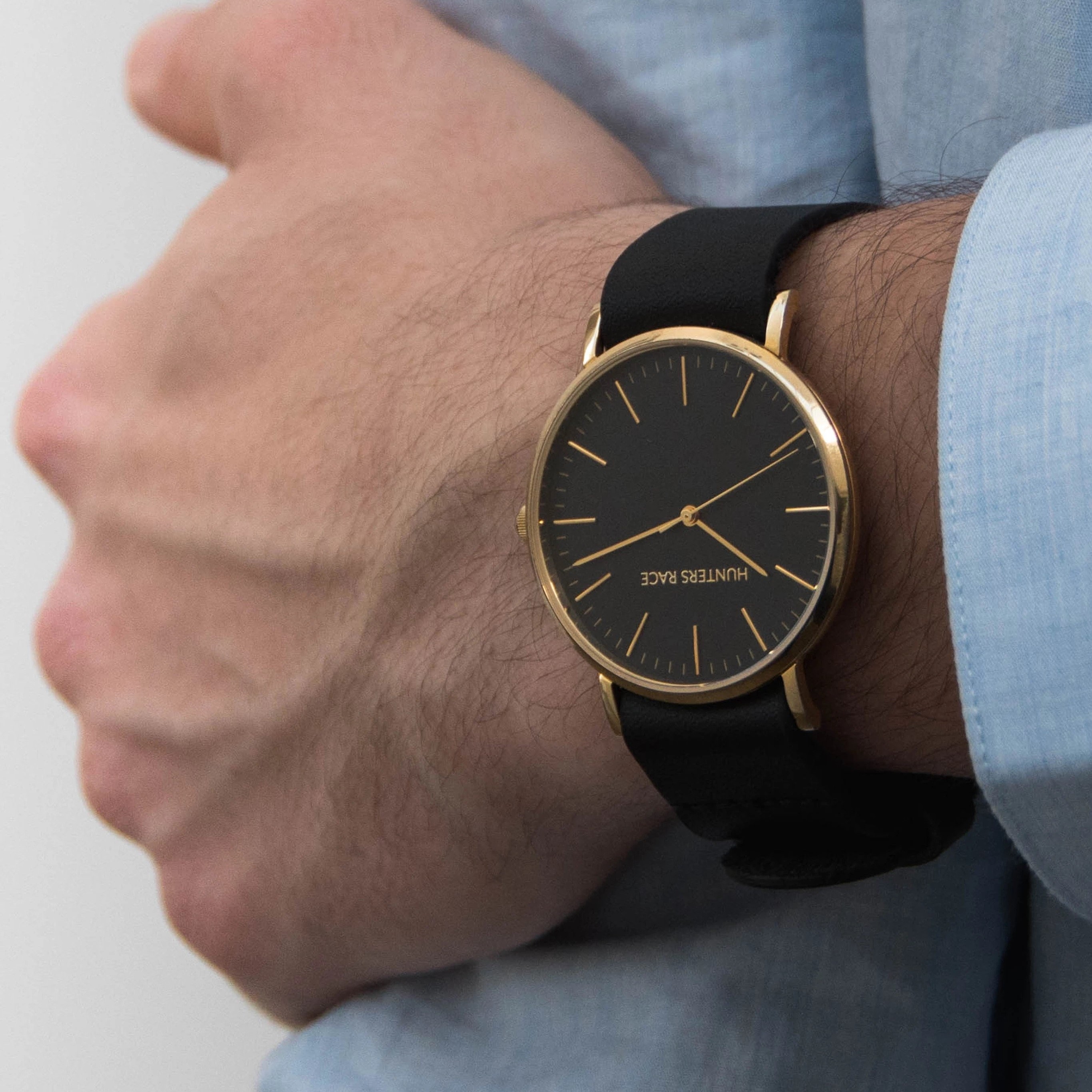 Zeus Gold Watch Black Leather Strap Artist and Brands at The Vault NZ