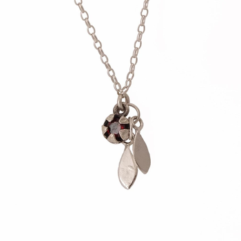 Red Manuka Pod & Leaves Necklace Garnet