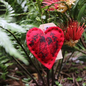 Heart Blanket Decoration Kowhai Red