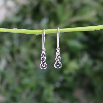 Triple Twist Earrings Swing Hook Silver