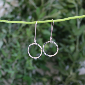 Textured Hoop Earrings Silver