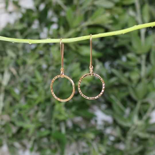 Textured Hoop Earrings 14kt Gold Plate