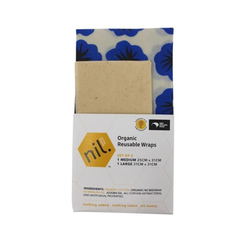 Organic Beeswax Food Wrap 2pk BlueFlower