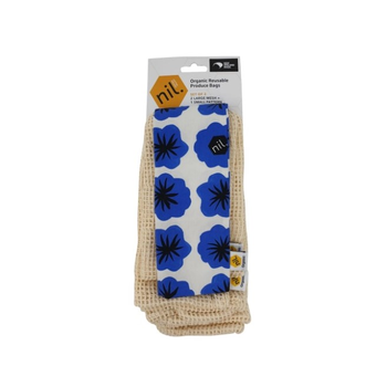Organic Produce Bags 3pk Blue Flower