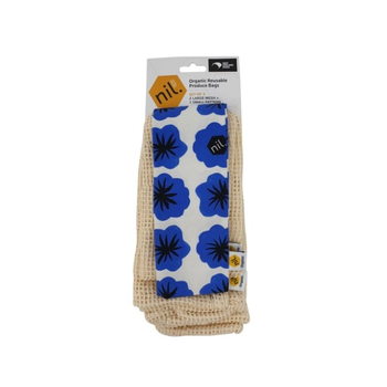 Organic Produce Bags 3pk Blue Flower