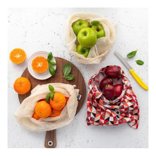 Organic Produce Bags 3 Pack Red Tukutuku