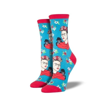 Women's Socks Kahlo Portrait Peacock