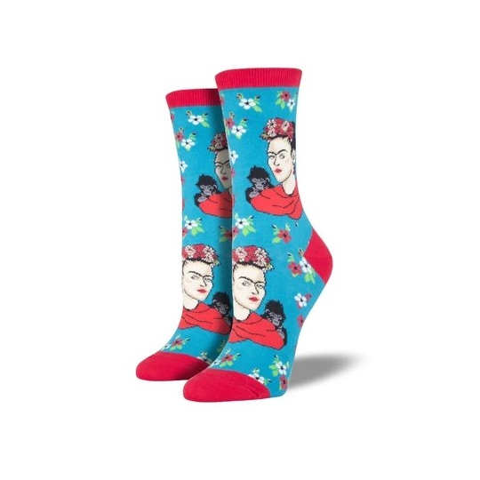 Women's Socks Kahlo Portrait Peacock