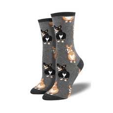 Woman's Socks Corgi Butt Charcoal Heather-artists-and-brands-The Vault