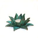 Flower Candle Holder Med Green Patina 