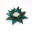 Flower Candle Holder Med Green Patina 