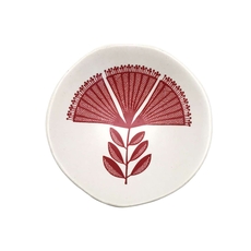 Red Pohutukawa Lace on White 7cm Bowl-artists-and-brands-The Vault