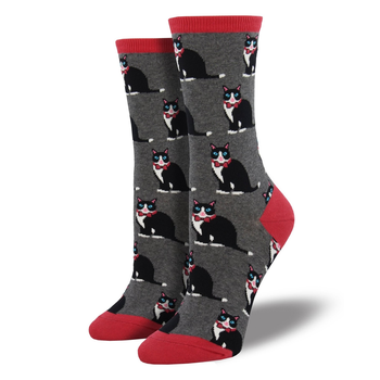 Woman's Socks Tuxedo Cats Heather Grey