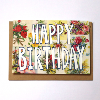 Vintage Floral Birthday Card