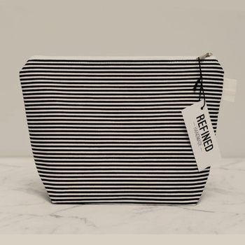 Large Makeup Bag Black Stripes